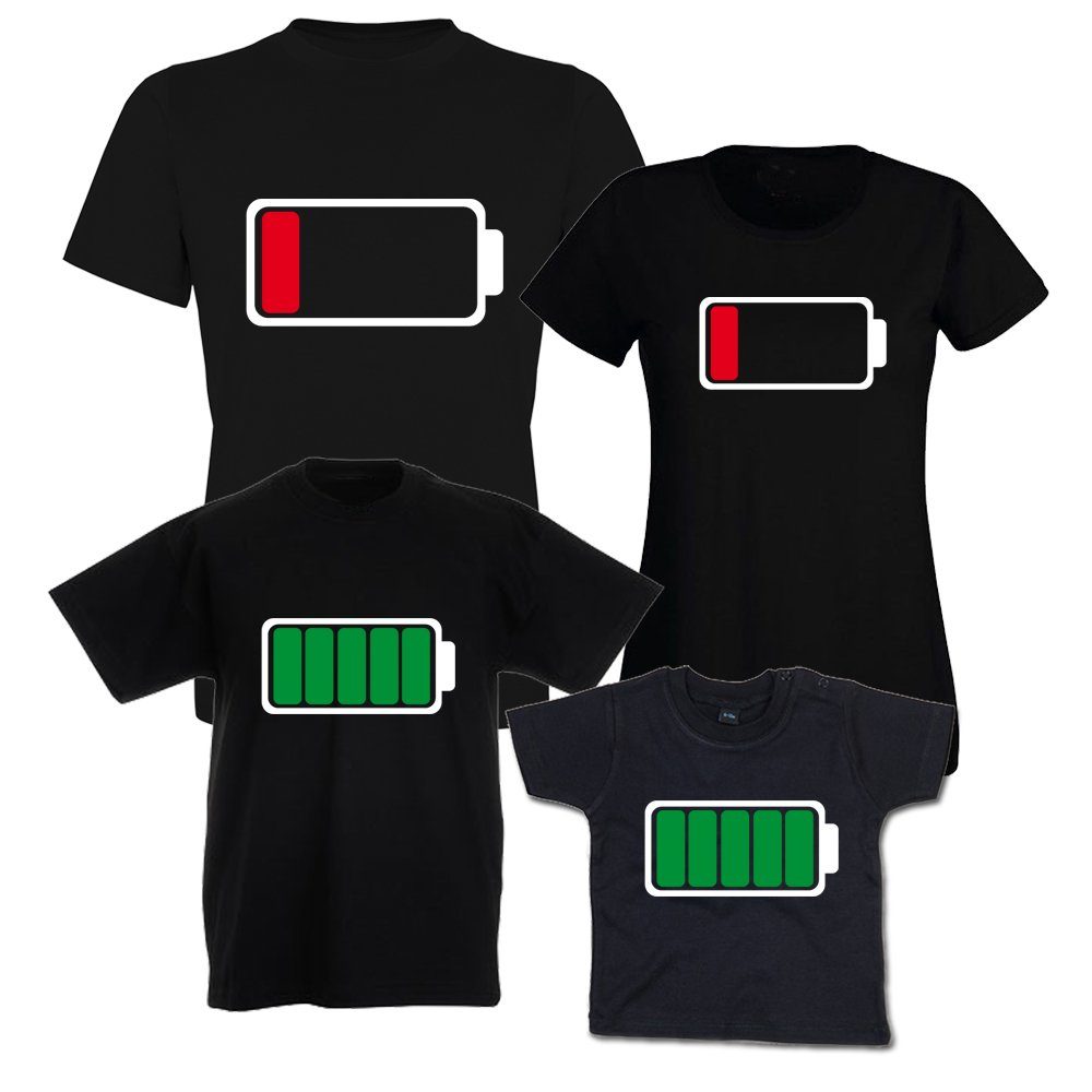 Ggraphics TShirt Batterie leer & Batterie voll Vater, Mutter & Kind